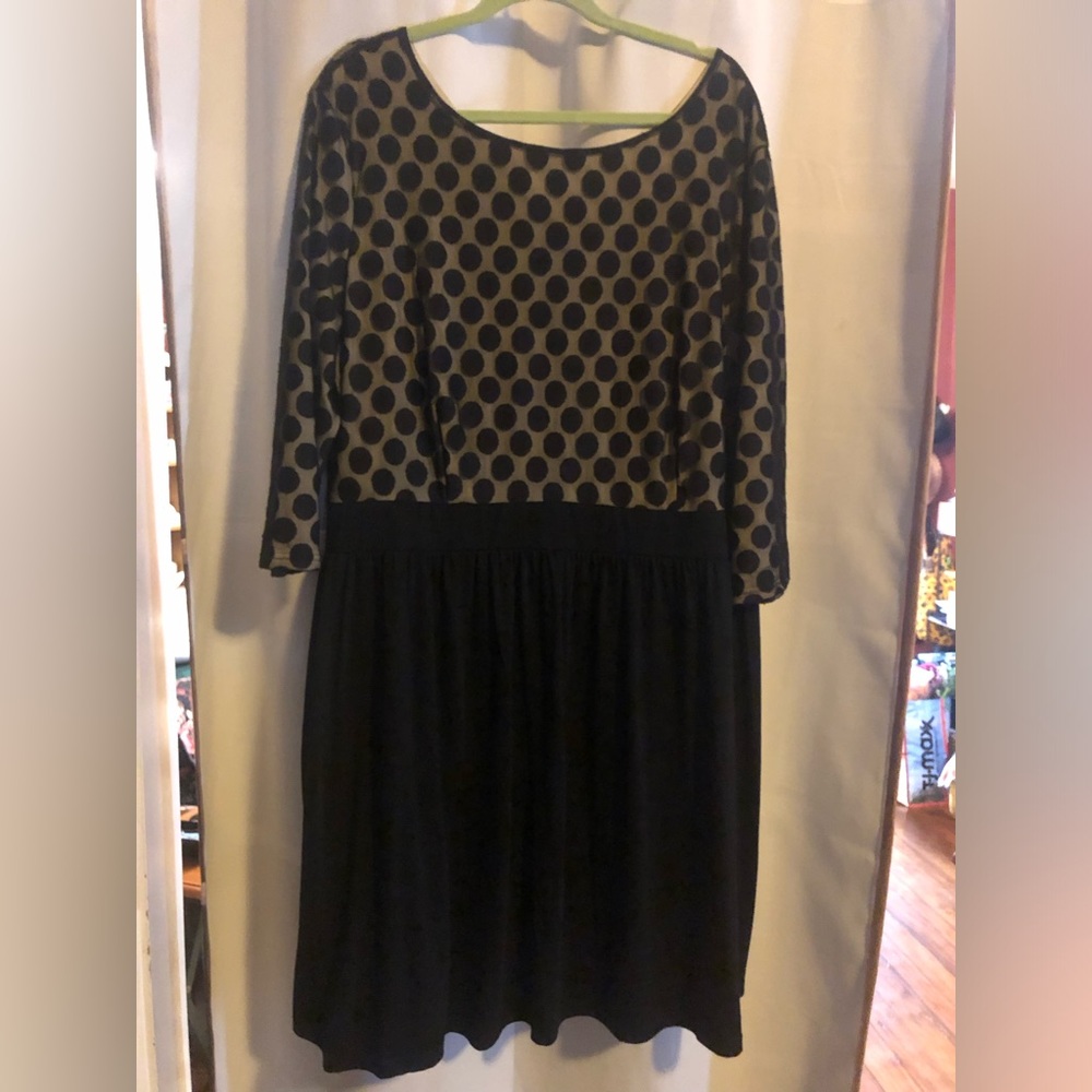 Polka Dot Black & cream Long Sleeve Women's Dress